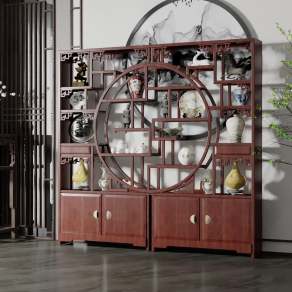 新中式博古架3D模型下载